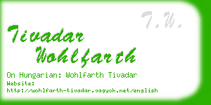 tivadar wohlfarth business card